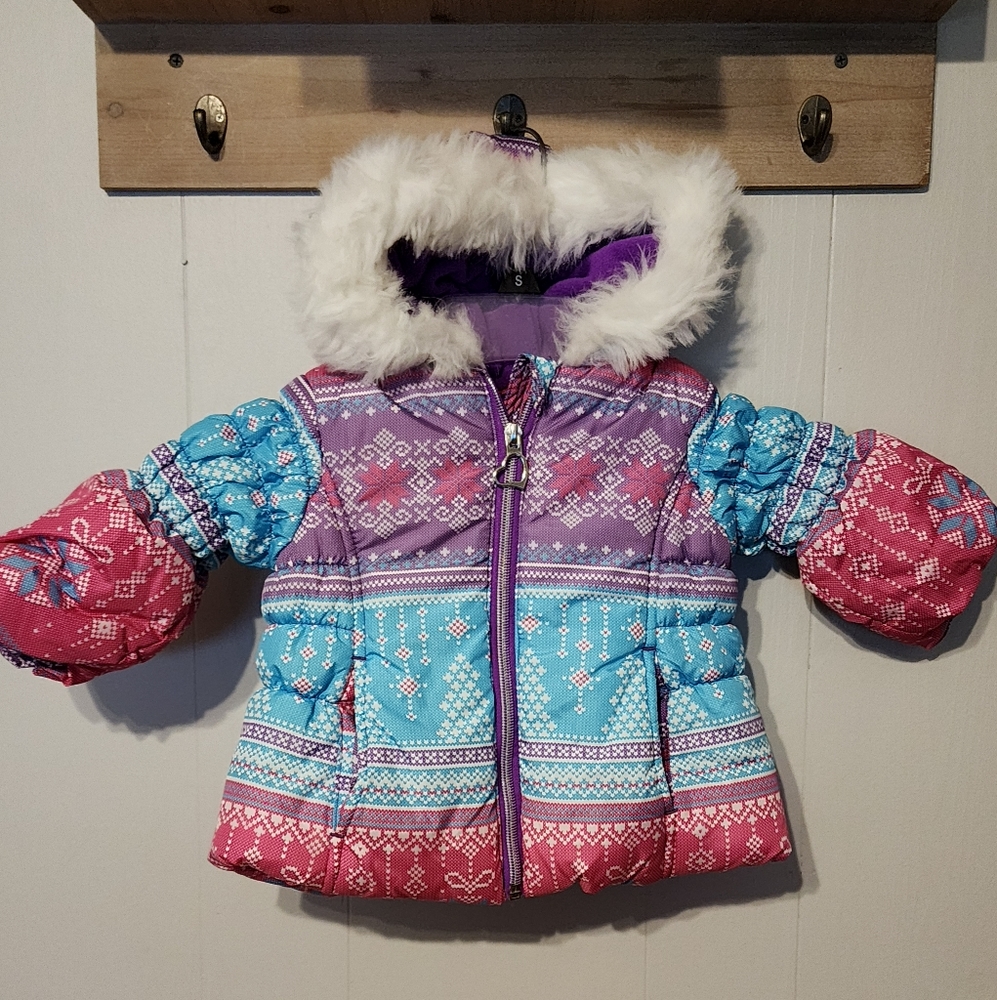 Pacific Trail Coat 12 Month 12M Girl‎ Puffer Faux Fur Jacket Multicolor Warm B12